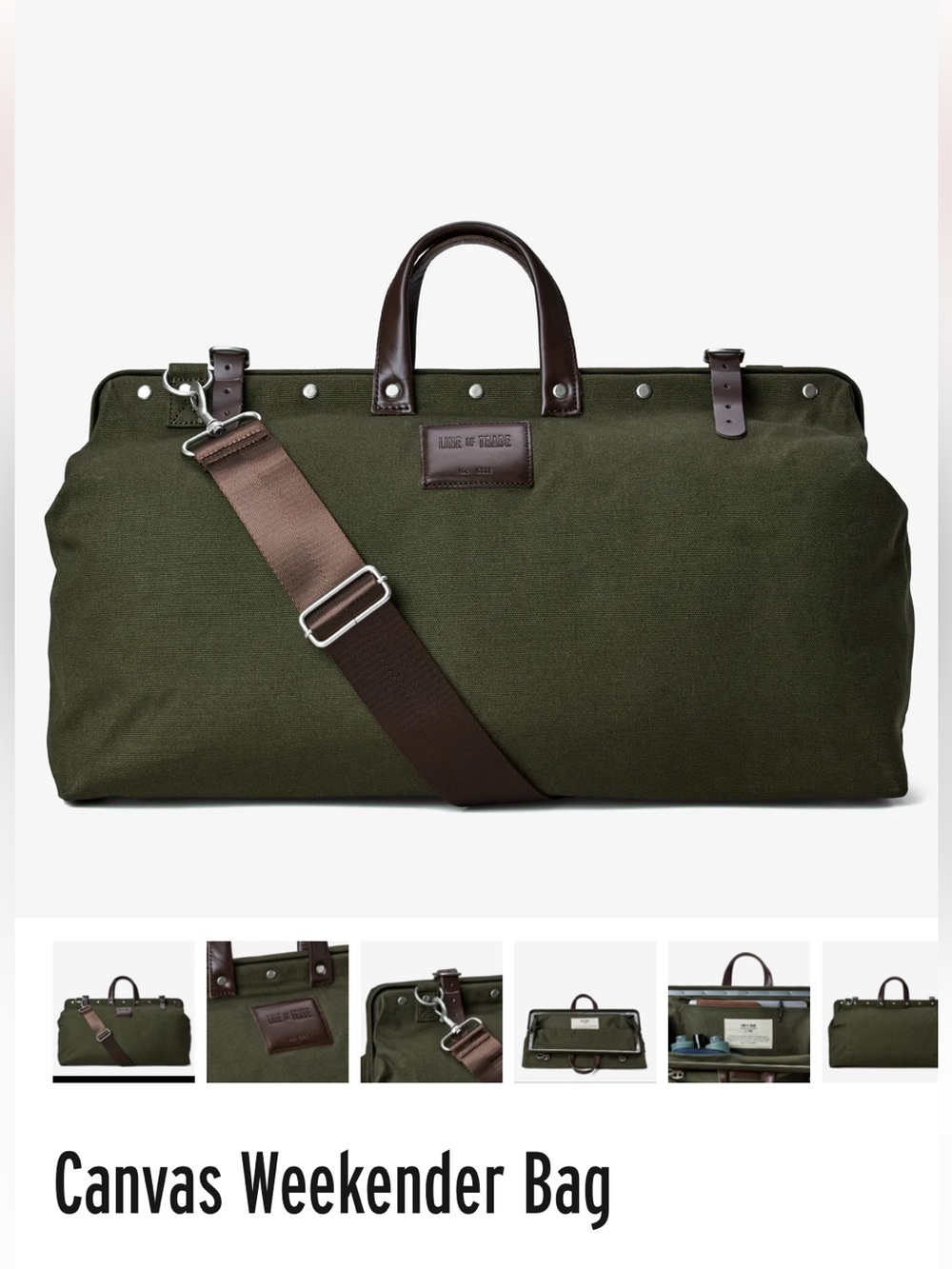 Bespoke Post Line Of Trade Olive Green Canvas Weekender Bag New In Box